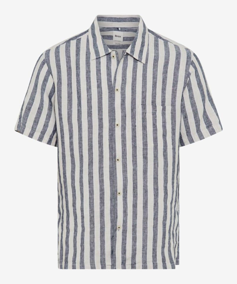Brax Skjorte Luke i Navy/White - Hurtig Levering!