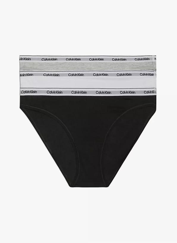 Calvin Klein 3-pak Bikini i Hvid, Grå og Sort - Hurtig Levering!