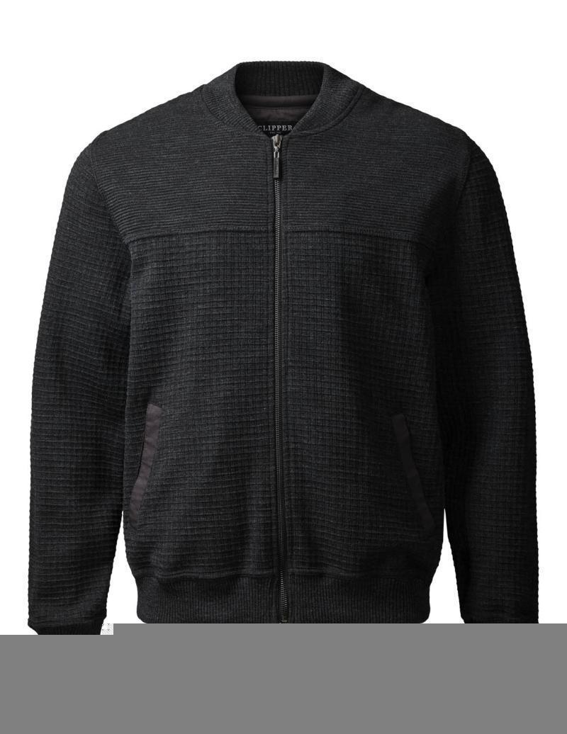 Clipper Dundee Cardigan Bomber 50124 - Charcoal Melange Tilbud