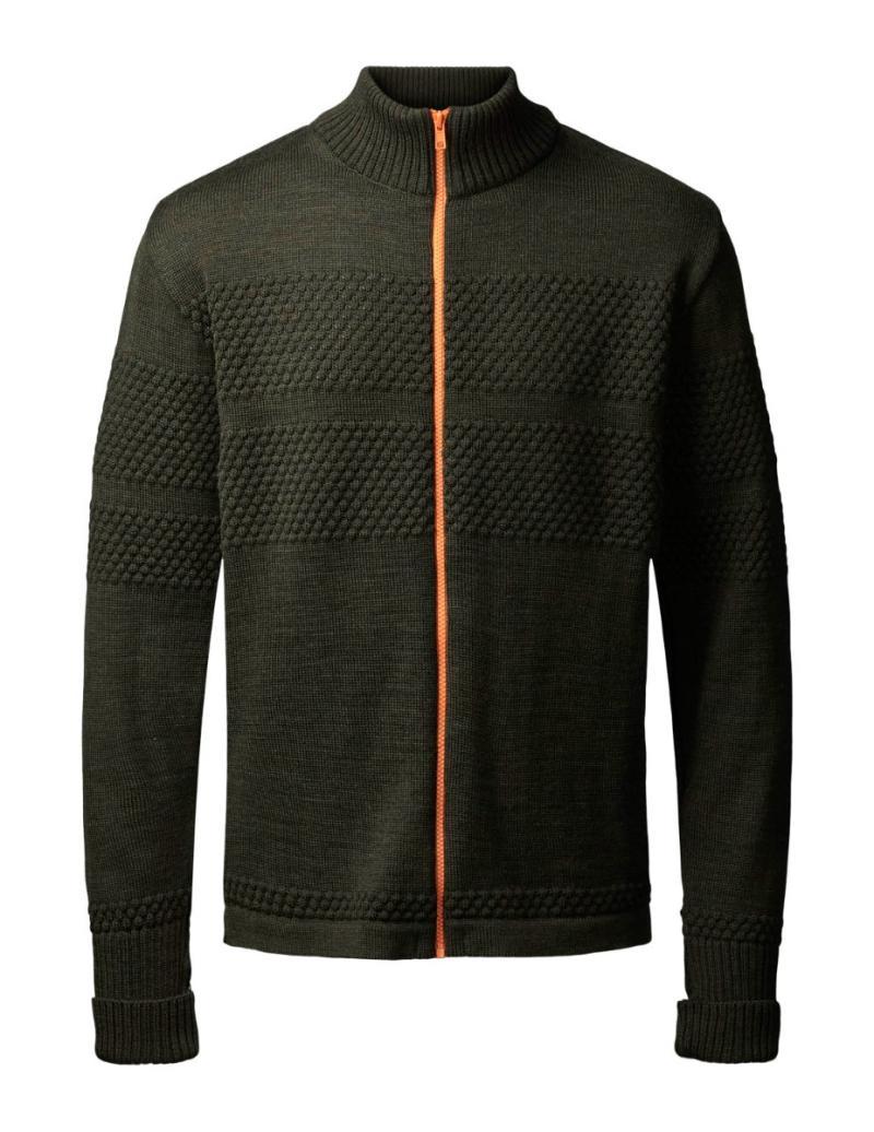 Clipper Saltum Cardigan i Oliven Melange - Hurtig Levering!