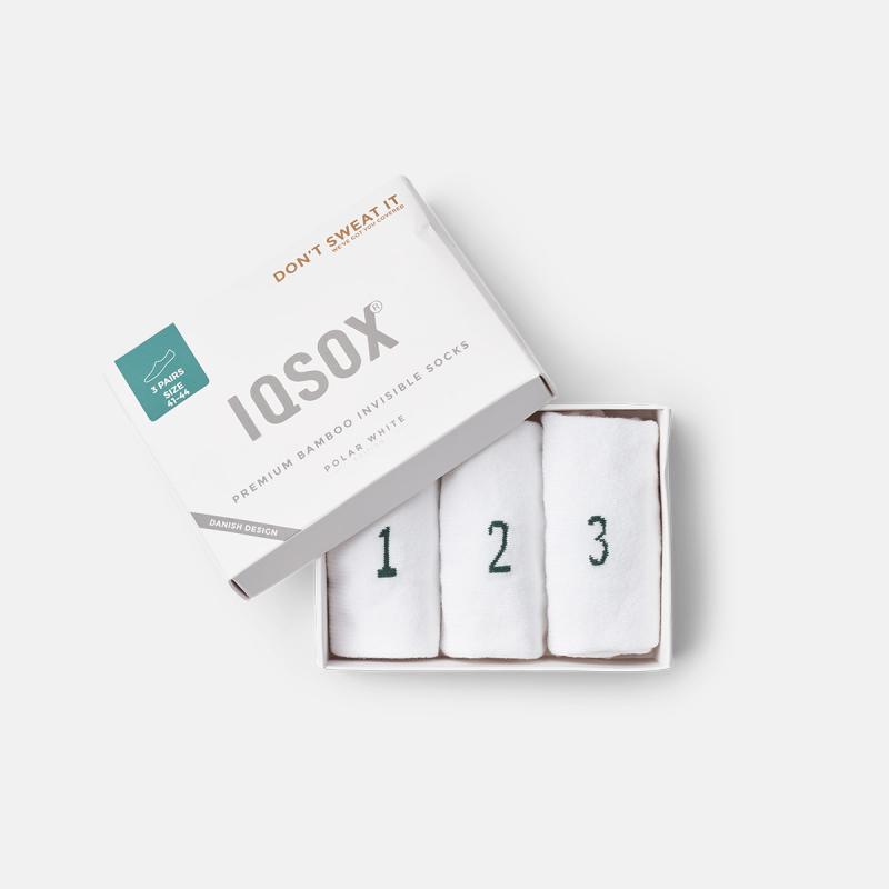 Iq Sox 3-pak Bambus Usynlige Strømper - Hvidt Tilbud